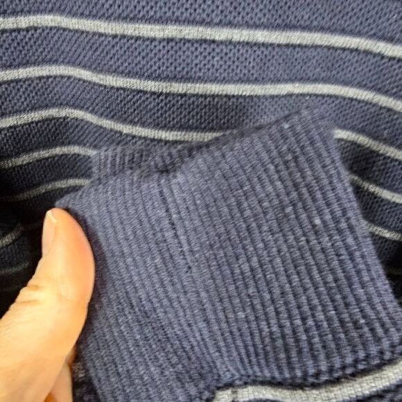 Peter Millar Merino Crewneck Sweater Sz L Navy Breton Striped Nautical Preppy - Picture 5 of 6